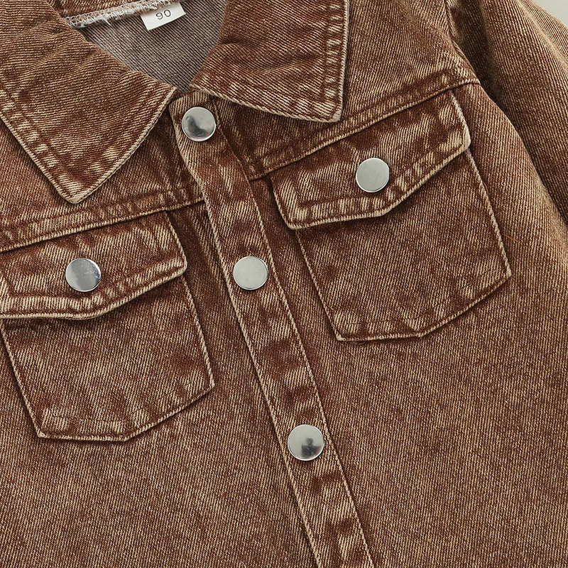 1-5Y Fashion Kids Boys Autumn Shirts Jacket Denim Solid Long Sleeve Single Breasted Pocket Coats kids jackets