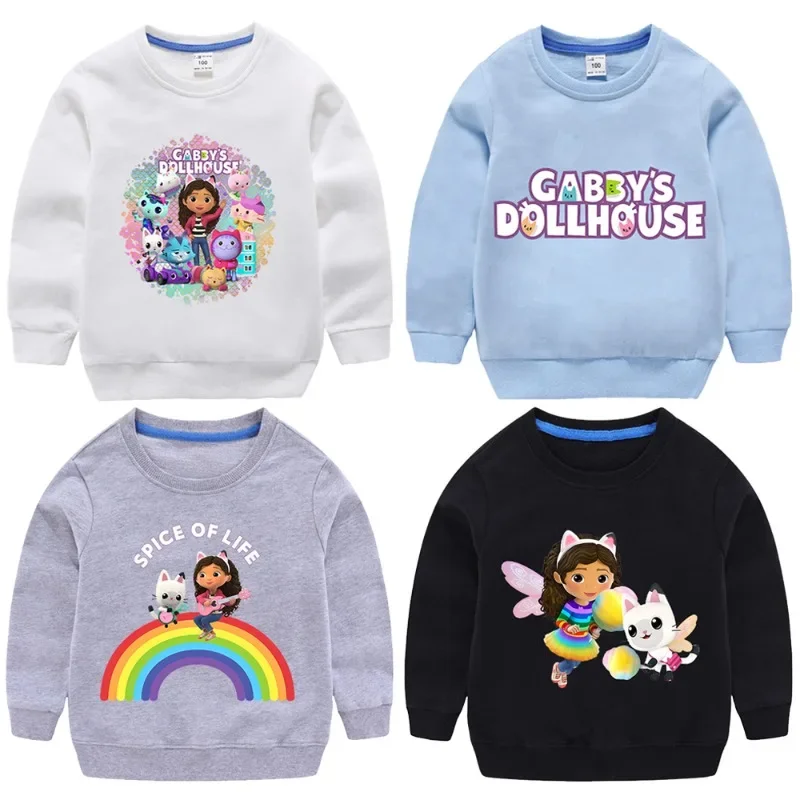 Gabby Dollhouses Bambini Moda Casual Felpa Autunno Bambini Anime Stampato Top Ragazze Cartoon Carino Manica Lunga Abbigliamento Regali