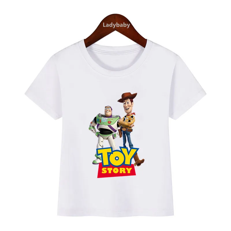 Disney-T-shirt imprimé Toy Story Buzz Lightyear Woody pour enfants, vêtements de dessin animé pour filles, vêtements pour bébés garçons, HKP5318