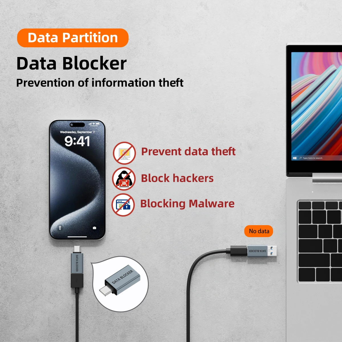USB 데이터 차단기 타입 C 보안 어댑터 안티-주스잭킹 프로텍터 휴대폰 PC 노트북용 충전 안전 장치