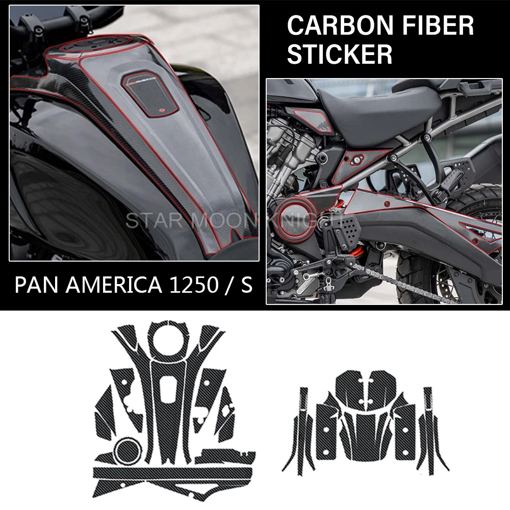 Motorcycle Fuel Tank Pad For HARLEY PAN AMERICA 1250 S PA 1250S PA1250 2021 2022 Accessories Carbon Fiber Pattern Stickers Decal