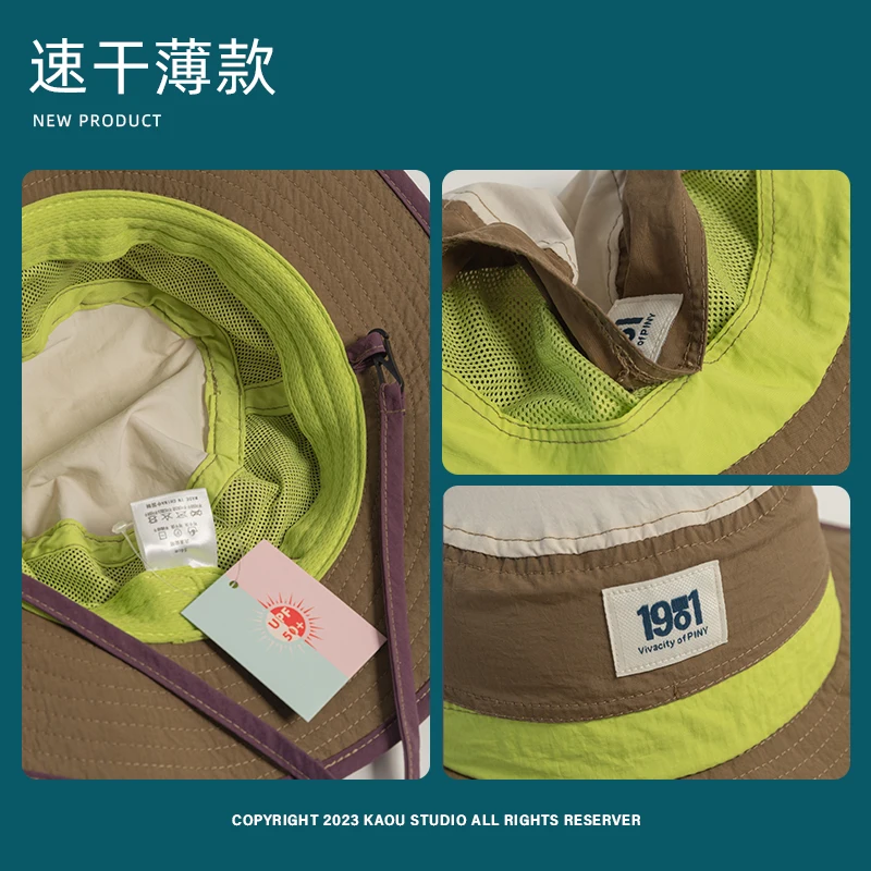 Retro Color Matching Strap Bucket Hats for Men and Women