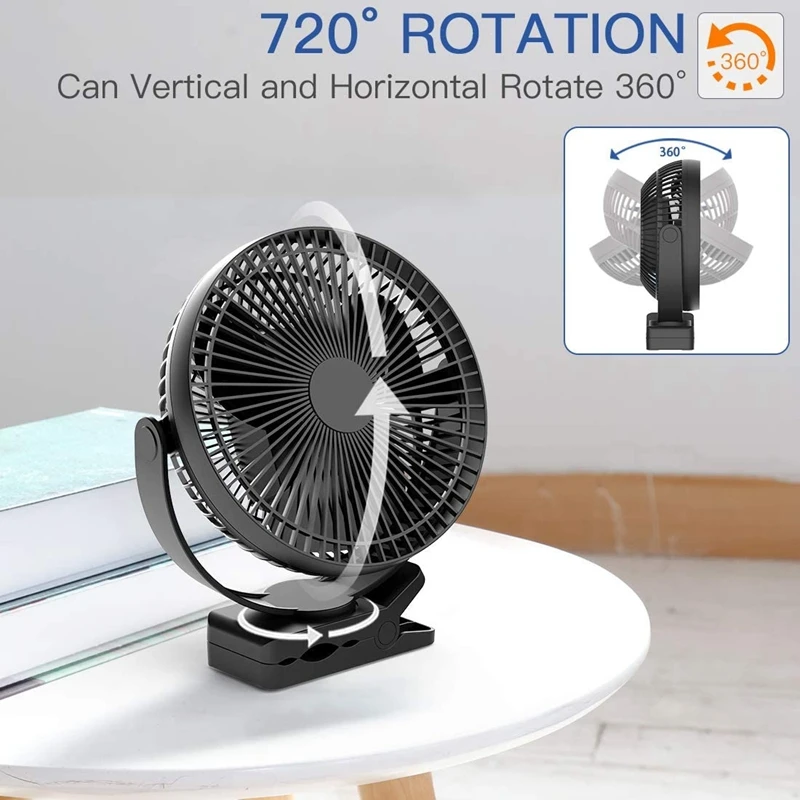 Ventilatore da Tavolo Silenzioso Potente a Batteria Ricaricabile 3 in 1,  Ventilatore USB 3 Velocità 360° Regolabile, Mini Ventilatore Portatile  Piccolo Ventilatore da Scrivania Casa Ufficio Campeggio