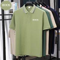 Polo d'été brodé en soie glacée pour hommes, T-Shirt à manches mi-longues, sans marquage, décontracté, fin et respirant 6