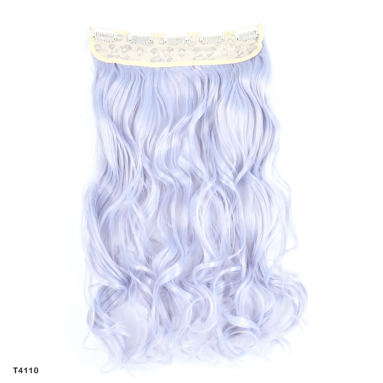 Extension capelli sintetici con clip lunga liscia grigia donna_voghion.com