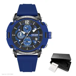 Sporty Luminous Chronograph Wristwatch with Waterproof Silicone Strap - Orange (Blue - Box)