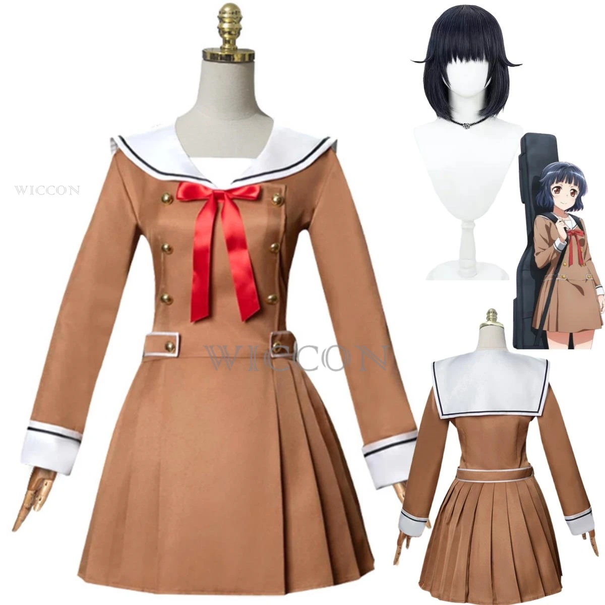 

Anime BanG Dream! Rimiri Hanazono Tae Saya Yamabuki Cosplay Costume Wig Coffee Color School Uniforms Skirt Woman Kawaii Suit