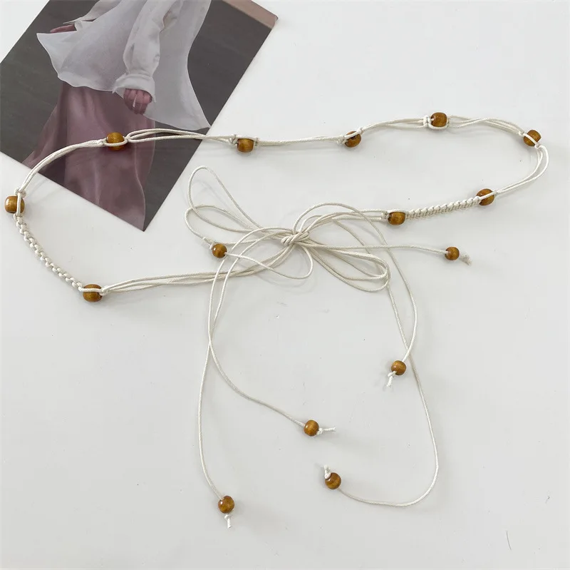 Damengürtel im böhmischen Stil, handgewebter Perlengürtel, Sommer-Strandkleid-Match – Detail 11