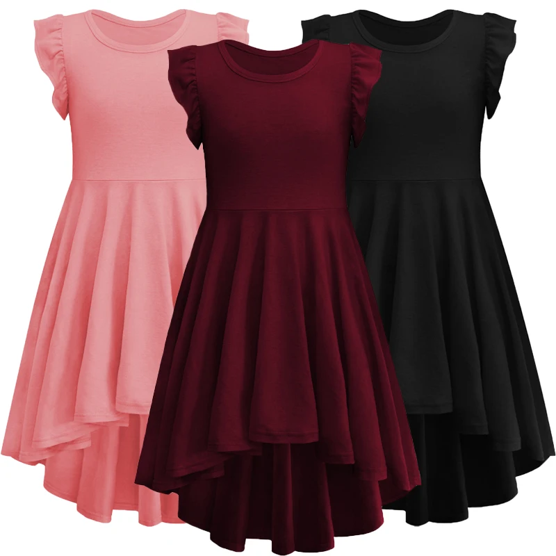 

2022 New Fashion Teenager Summer Girls Dress Pure Cotton Drape Belt Decoration Princess Party Dress For Kids Children Clothes