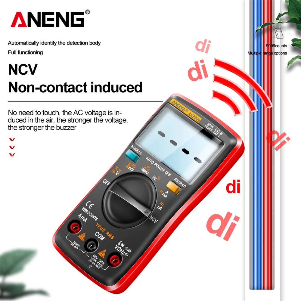 Digital Multimeter Transistor ANENG AN8009 Testers Capacitor True-RMS Tester Automotive Electrical Capacitance Meter Temp Diode