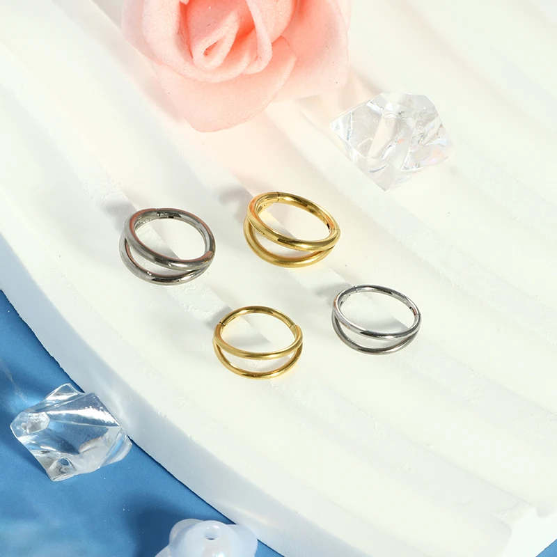 Unisex Titanium Alloy Body Jewelry Nose Piercing Gold Plated 16g Claw Setting for Wedding Engagement or Party Gift