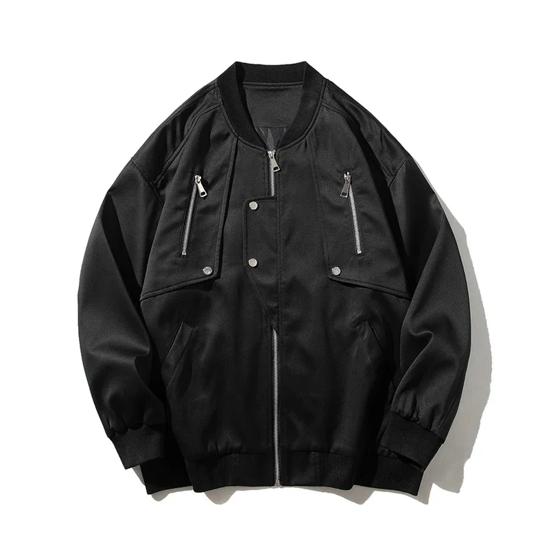 

New Men Bomber Jackets Fashion Zippers Solid Casual Baseball Outerwear Coat Couple Jacket Streetwear Women Moto Biker Coats
