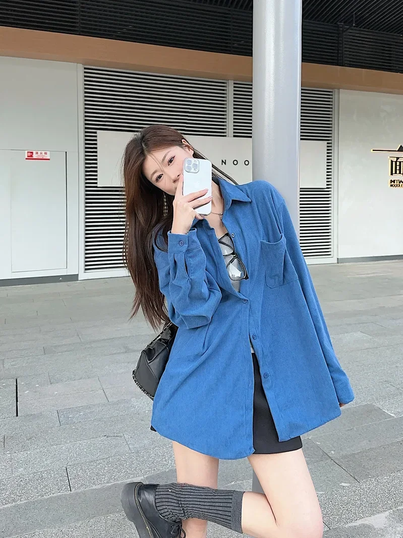 Description Picture 3 of itemElegant Purple Velvet Polo Collar Shirt Women's Spring New Style Versatile White Enhancing Shirt Coat Casual Fashionable