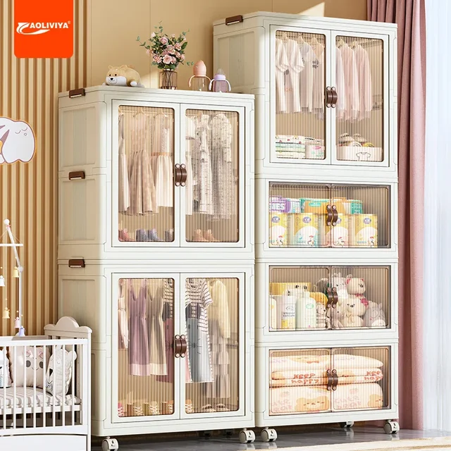 AOLIVIYA الأطفال خزانة قابلة للطي المنظم لعبة وجبة خفيفة خزانة غرفة نوم الرضع المدمجة الشمال B39457 2