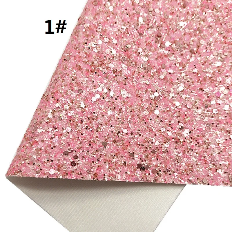 Pastel Colors Pink Chunky Glitter Leather Fabric Glitte Faux Leather Sheets  for Earrings Bows DIY 21x29CM Q281