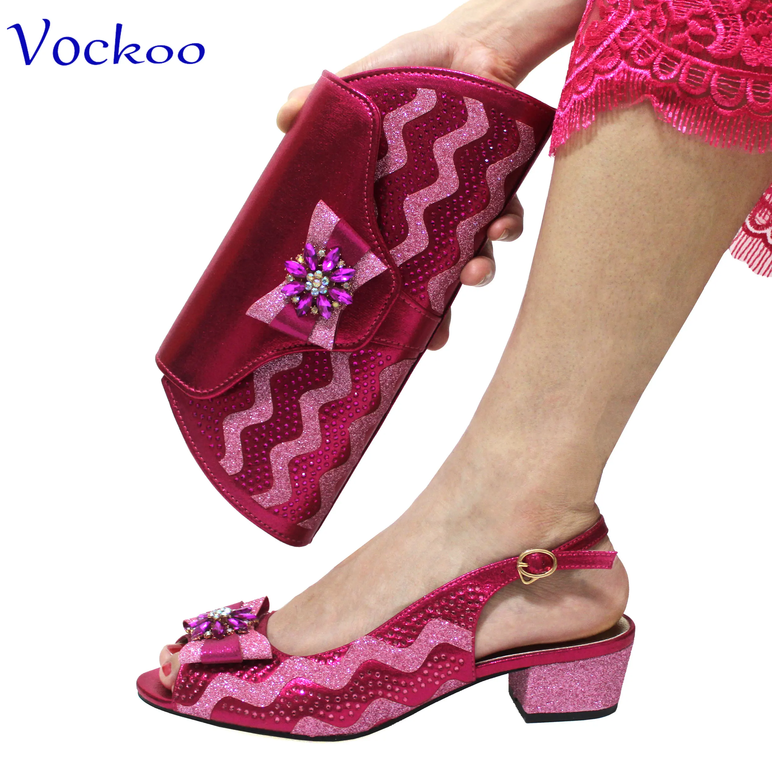 Wedding Shoes Fuchsia Fuschia Pink Shoes And Matching Bag Shoe Bag Set  Stock Shoes Bags Set, image size:2500x2500