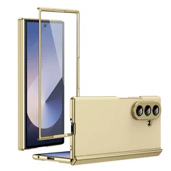 Premium Matte Protective Case with Built - in Screen Protector and Full - Body Hinge Protection - Galaxy Z Fold7 (Gold)