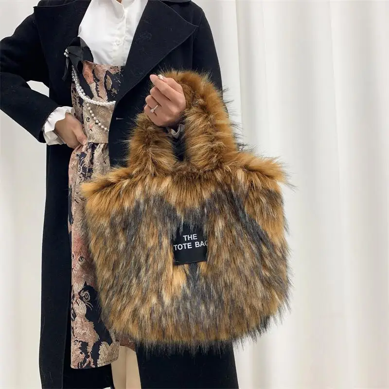 2025 Designer Faux Fur Tote Bag for Women Luxury Handbags