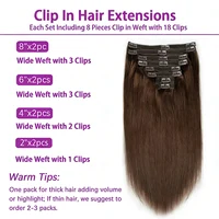 Extensions de cheveux à clipser, cheveux humains, mèches colorées # Extensions de cheveux humains brésiliens lisses à clipser 4/27, 16-26 pouces, couleur naturelle 2