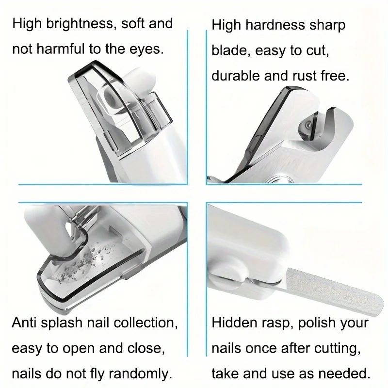 LEDPet Nail Clippers Cat Nail Clippers Dog Nail Clippers Dogs and Cats Nail ScissorsUSBCharging Belt File Anti-Nail Splash