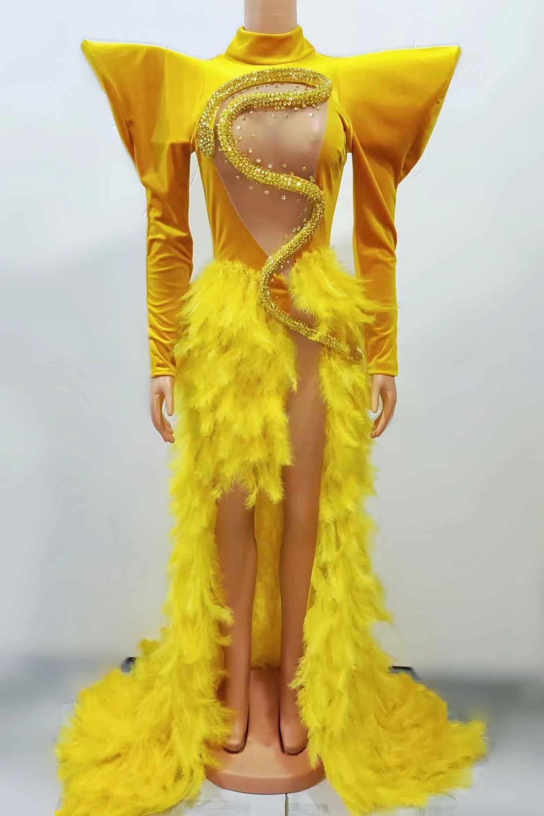 New Women Sexy Feather Long Trailing Dress Singer Stage Wear Party Costume | eBay New Women Sexy Feather Long Trailing Dress Singer Stage Wear Party Costume | eBay