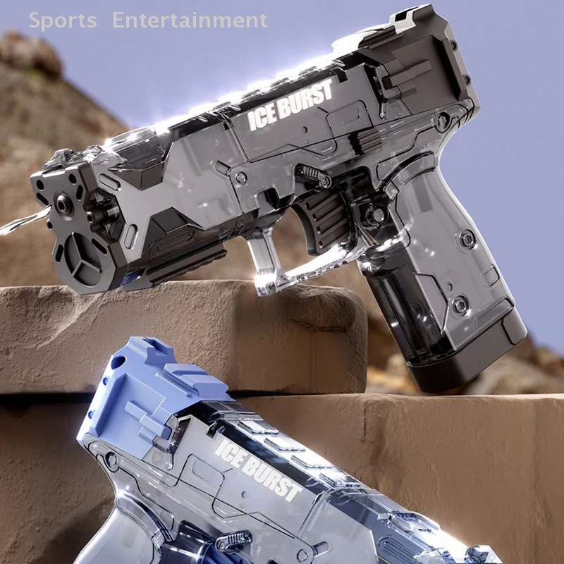 New Transparent Cool Outdoor Water Gun Toy Manual Automatic Cartoon Dinosaur Water Gun Baby Bath Amusement Toy For Children