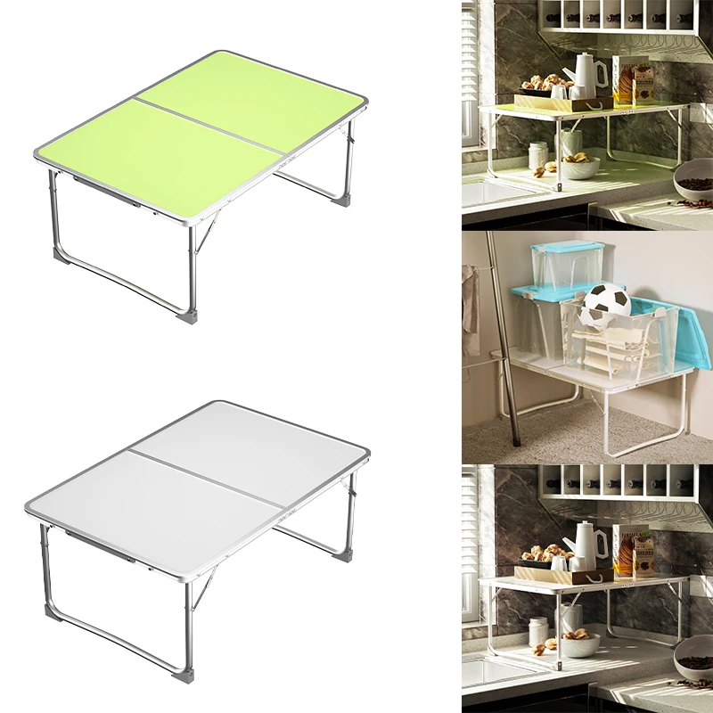 Folding Table 2ft, Portable Camping Table with Carry Handle, Outdoor Picnic Desk for BBQ, Aluminum Lap Standing Desk for Office