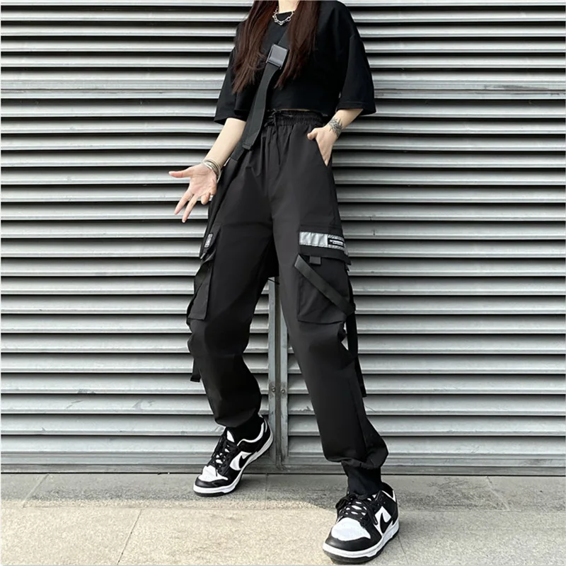 leggings Casual Elastic Waist Sweatpants Streetwear Black Trousers Korean Summer Hip Hop Harajuku Baggy Womens Pants work pants