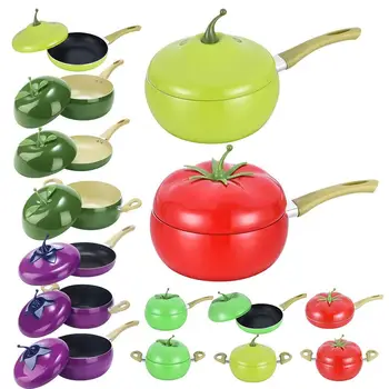 1pcs Non-stick Soup Pot Aluminum Eggplant Tomato Apples Pear Avocado Dessert Saucepan Frying Pan Multi-Use Kitchen Supplies