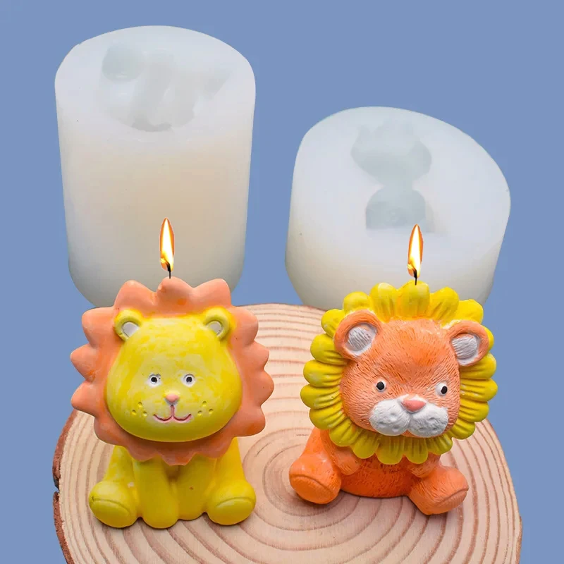 Cute Lion Silicone Candle Mold 3D Animal Soap Plaster Resin Cement Casting Molds DIY Chocolate Ice Cake Baking Tools Home Gift aromatherapy candle mold cake mold silicone mold silicone candle molds silicone candle mold cylindrical candle mold resin drop mold candle mold beeswax mold