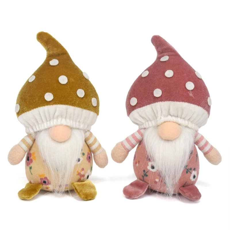 

Spring Gnome Figurine Plush Decoration Handmade Mushroom Gnome Decorations