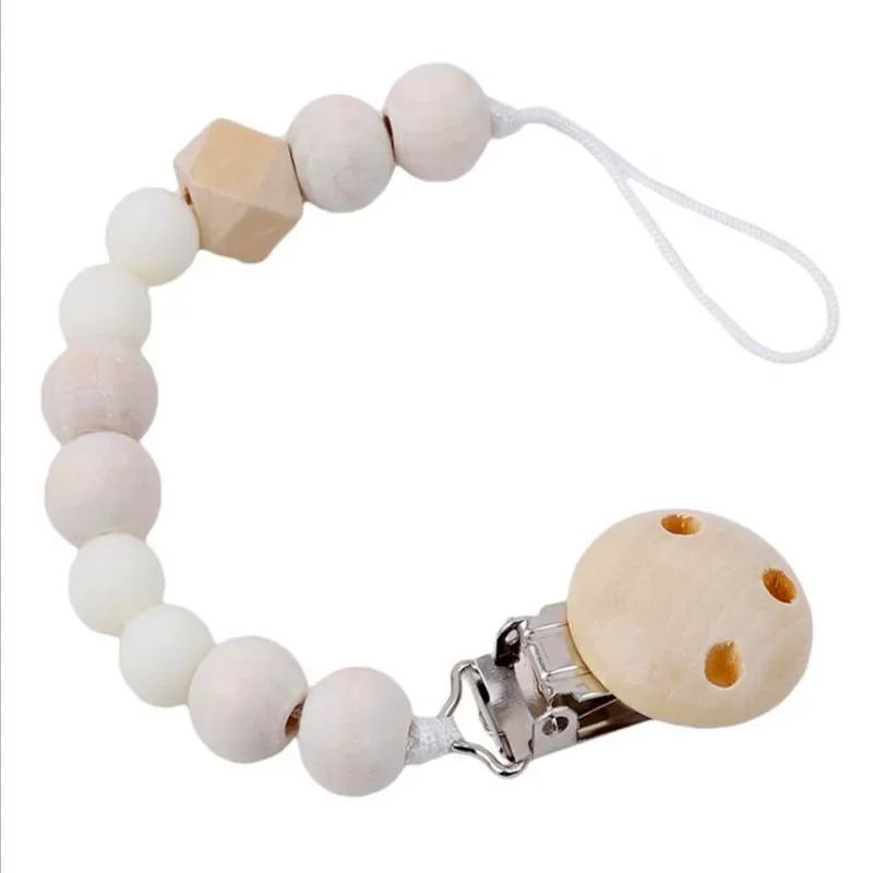 Baby Infant Toddler Dummy Pacifier Safety Wooden Plastic Soother Nipple Clip Chain Holder Strap Baby Chew Teether Teething pacifier chain