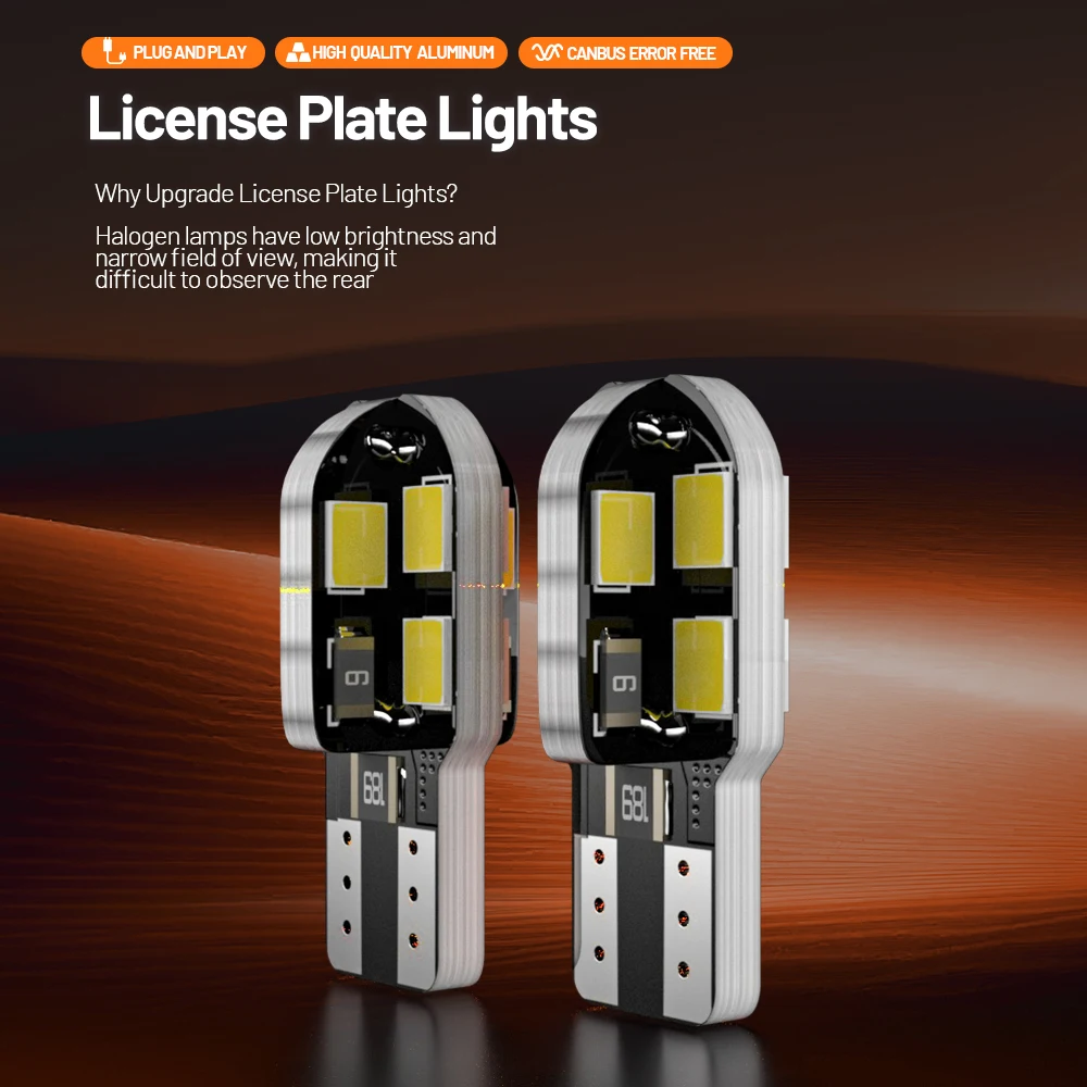 2pcs LED License Plate Light W5W T10 Lamp For Suzuki Alto Baleno