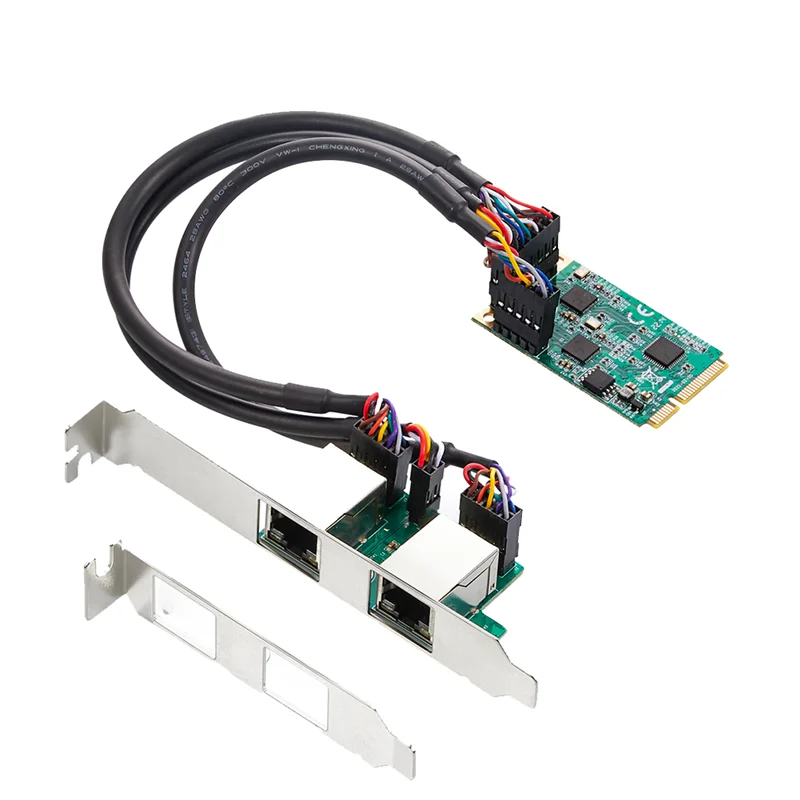 

2.5G Mini PCIe to RJ45 Network Card Dual Ports 2500Mbps Mini PCI Express NIC Lan Card for Realtek 8125B Chipset