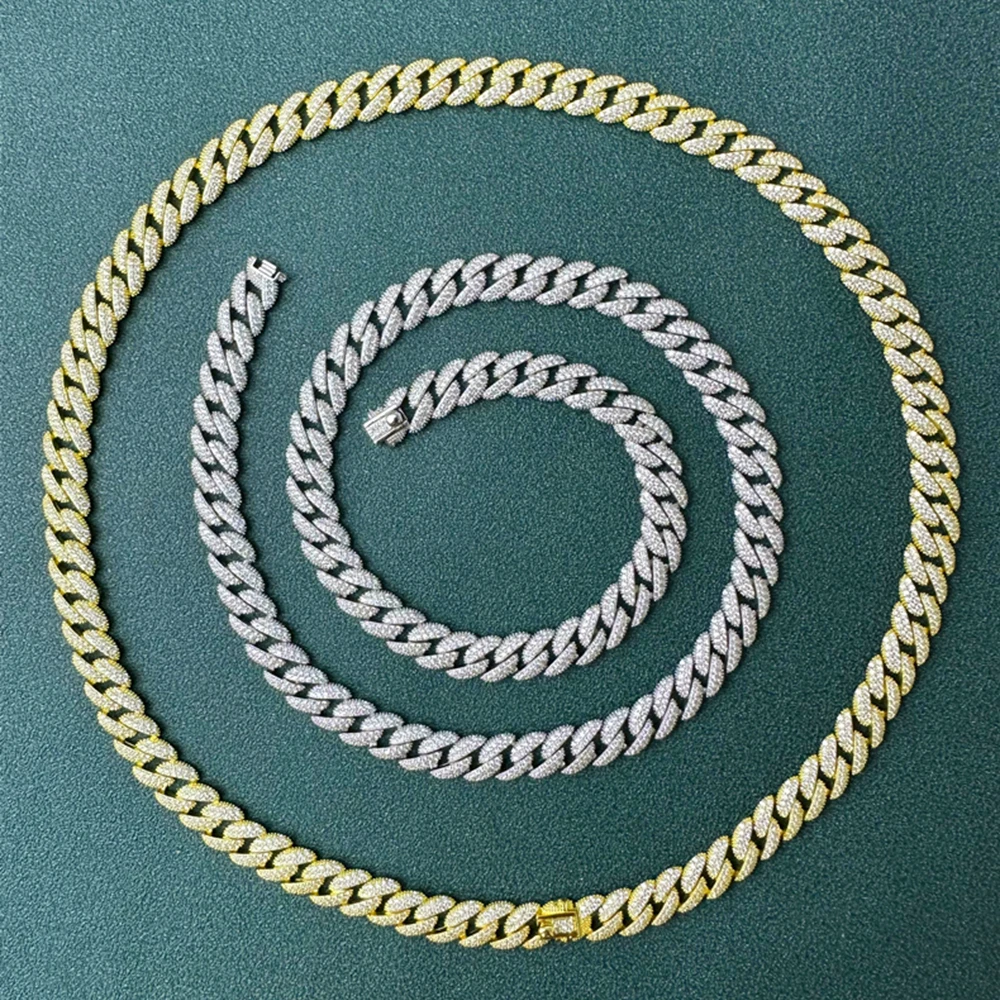 WUIHA 925 Sterling Silver Sparkling Synthetic Moissanite Diamond Miami Cuba 8MM Chain Necklace Hiphop Rock Jewelry Wholesale - Image 4