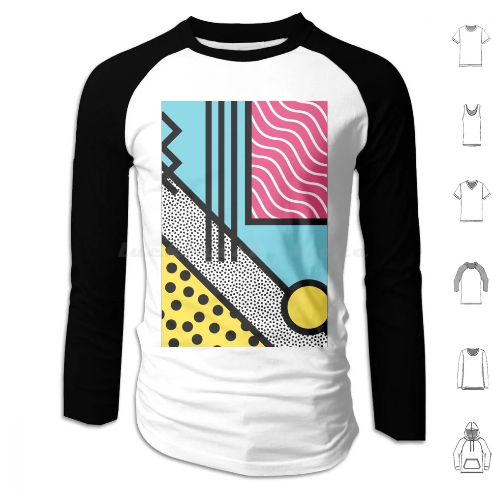 

Abstract 80S Memphis Pop Art Style Graphics Hoodies Long Sleeve Background Pattern Memphis Geometric Pop Popart Pop