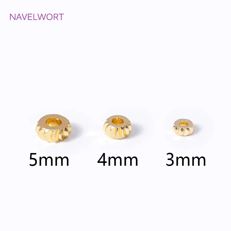 18K vergoldetes Messing, rund, gewellt, Abstandsperlen, Bulk-Perlen für Schmuckherstellung, DIY-Armband, Halskette, Zubehör, Großhandel – Detail 24