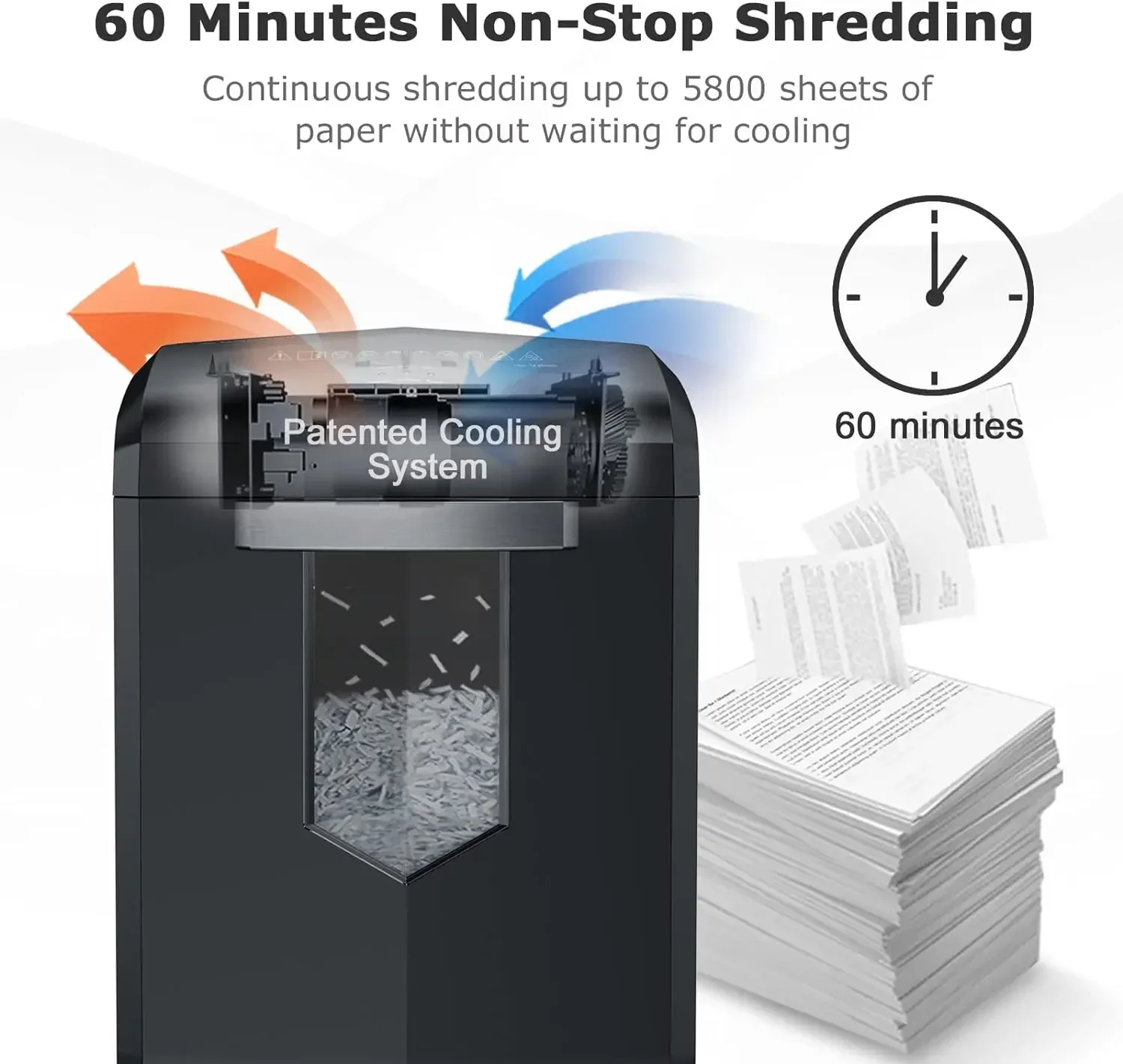 18-Sheet Heavy Duty C149-C Cross-Cut Paper & Credit Card Shredder 60 Minutes Running Time, 6 Gallon Pullout Basket & 4 Casters