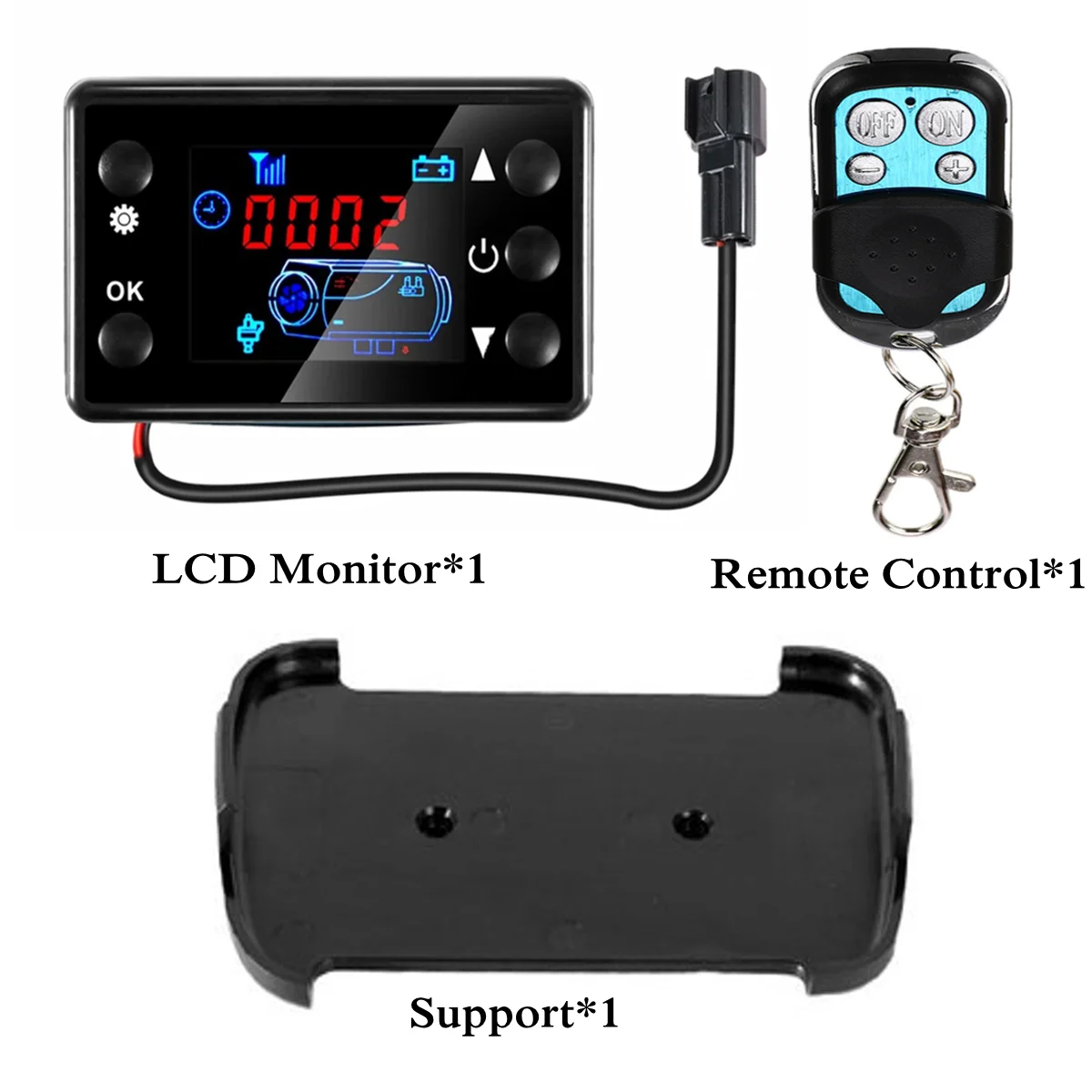 Universal 12V/24V LCD Monitor Switch+Remote Control Accessories For Hcalory Car Diesels Air Heater Parking Heater Controller Kit