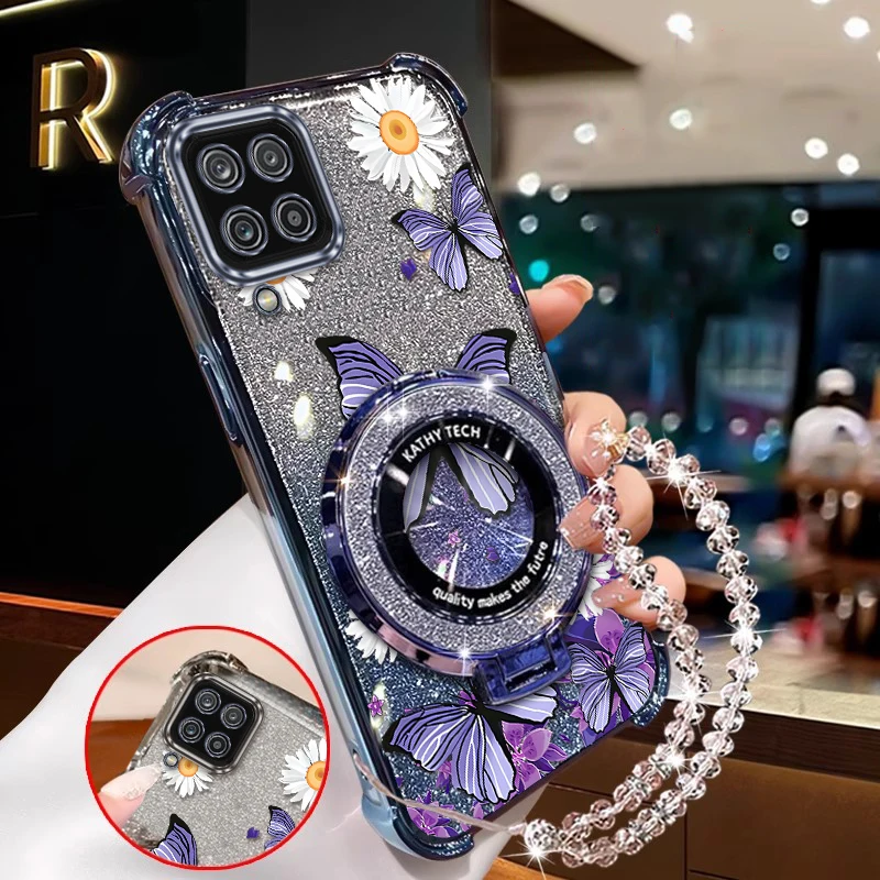 Flower Butterfly Plating Bracelet Holder Phone Case Cover