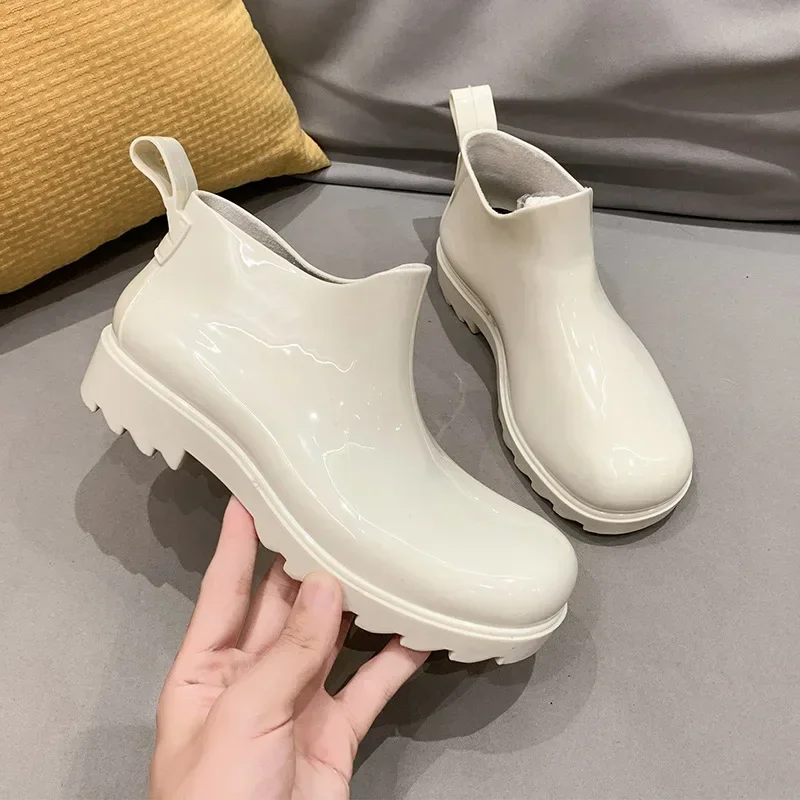 Women's Rain Shoes Autumn Ankle Boots Fashion Slip On Short Boots Female Platform Thick Bottom Women's Winter Footwear