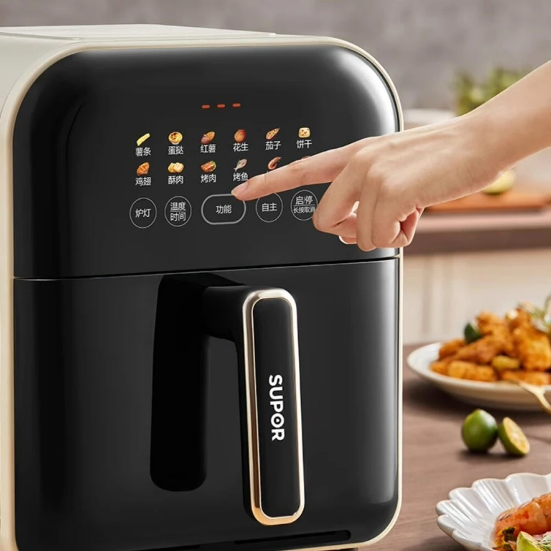 SUPOR 220V Air Fryer 5L Household Large Capacity 1450W Visual Without Turning Oil-free Fryer Home French Fries Machine 6