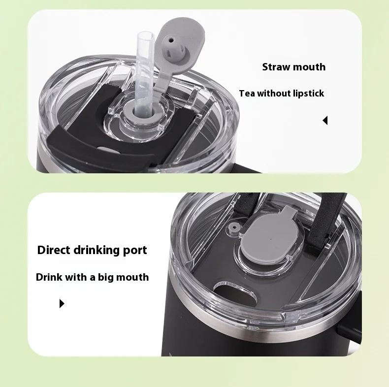 304 Stainless Steel Insulated 900Ml Thermal Coffee Car Cup Tumbler With Handle Straw