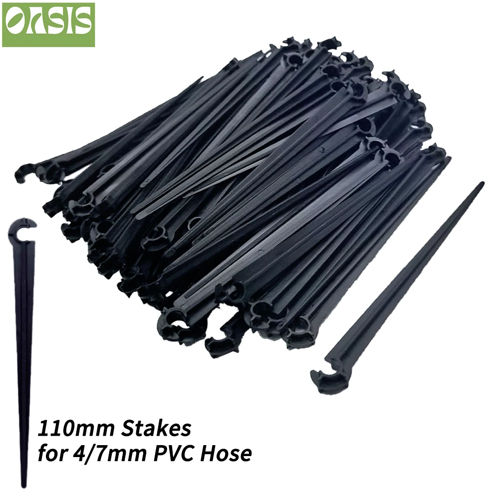 OASIS 50-1000PCS Garden 1/4" Stake Fixed Stems Holder Support 11cm 20cm for Drip Irrigation 4/7mm Hose Pipe Inserting Ground 4