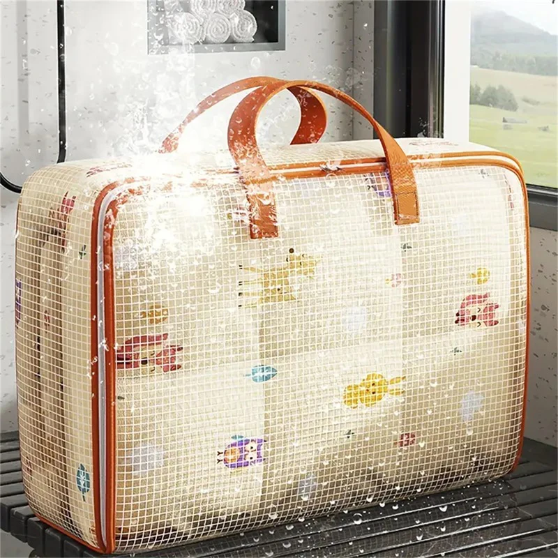 PVC Mesh Storage Bags for Storing Clothes Blankets Pillow And Quilts Waterproof Moisture-proof Cabinet Wardrobe Organizer Travel 5