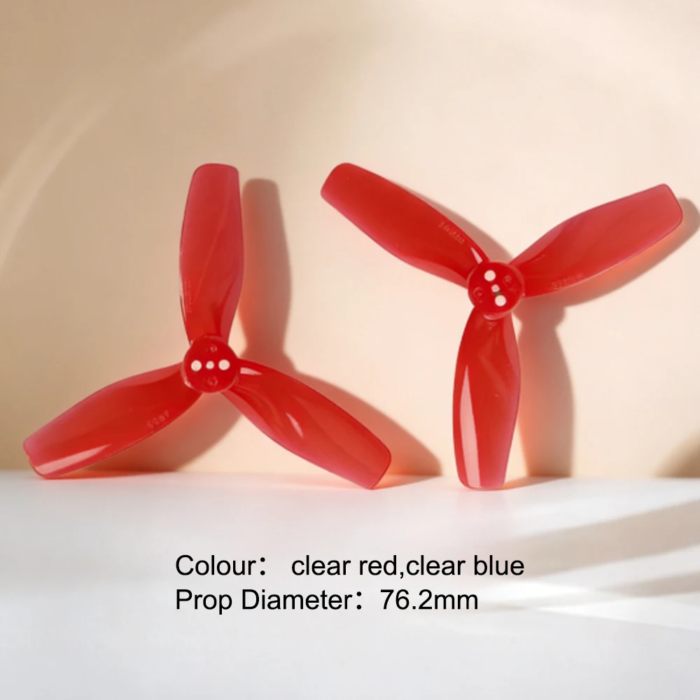 Hélices Gemfan 3029-3 76.2mm, trois pales en polycarbonate, vue de face