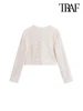 TRAF-Women's Long Sleeve Sequined Cropped Jacket, O Neck Coat, Female Outerwear, Chic Tops, Bow Tied 3