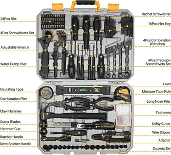DEKO DKMT178 Household with Drill Wrench Socket Basic Hand Tools Sets for Men Car Repair Mechanic Tool Kit Set Automotive 2