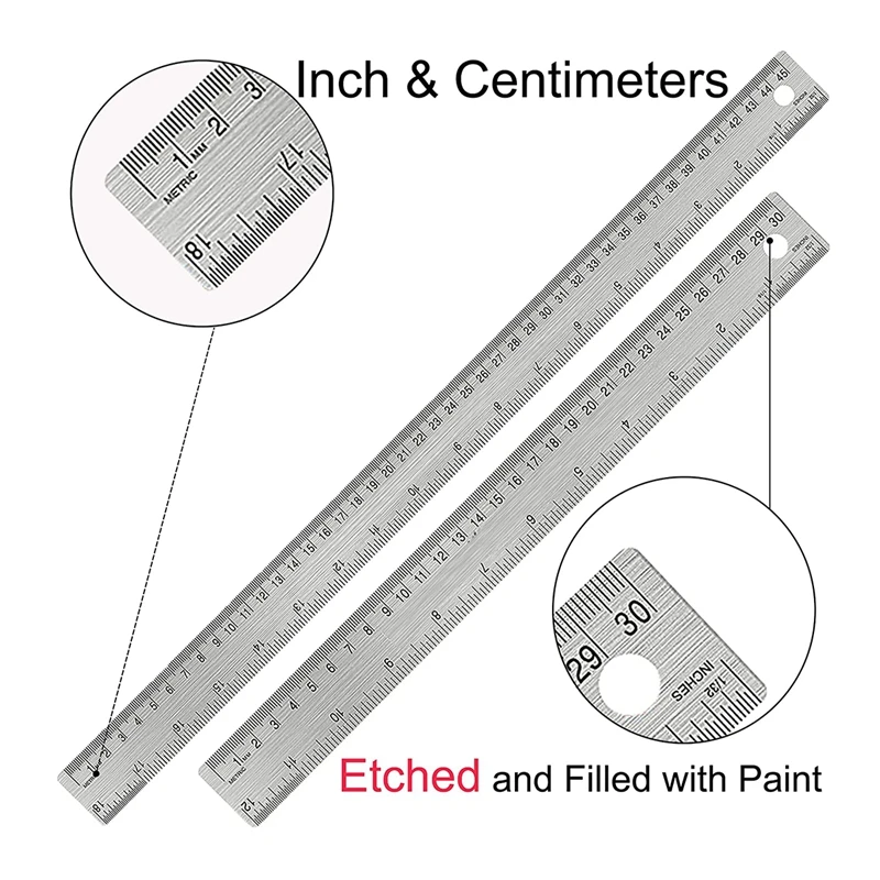Metal Ruler Non-Slip Ruler With Cork Backing (12 + 18 Inch) Stainless Steel Non-Slip Rulers With Inch And Centimeters stainless steel ruler,drawing ruler,straight ruler