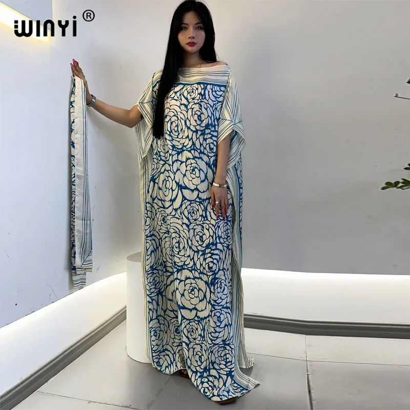 WINYI maxi african print clothing for women Dubai Muslim Dashiki kaftan  holiday Design With belt evening dress abaya party dress - AliExpress  200000532